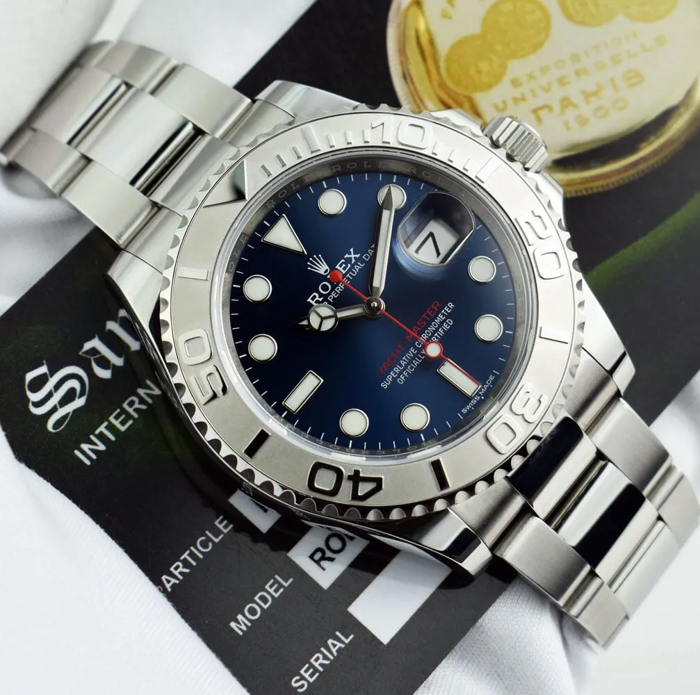 Rolex Platinum & Stainless Steel Yachtmaster Blue Dial Model 116622