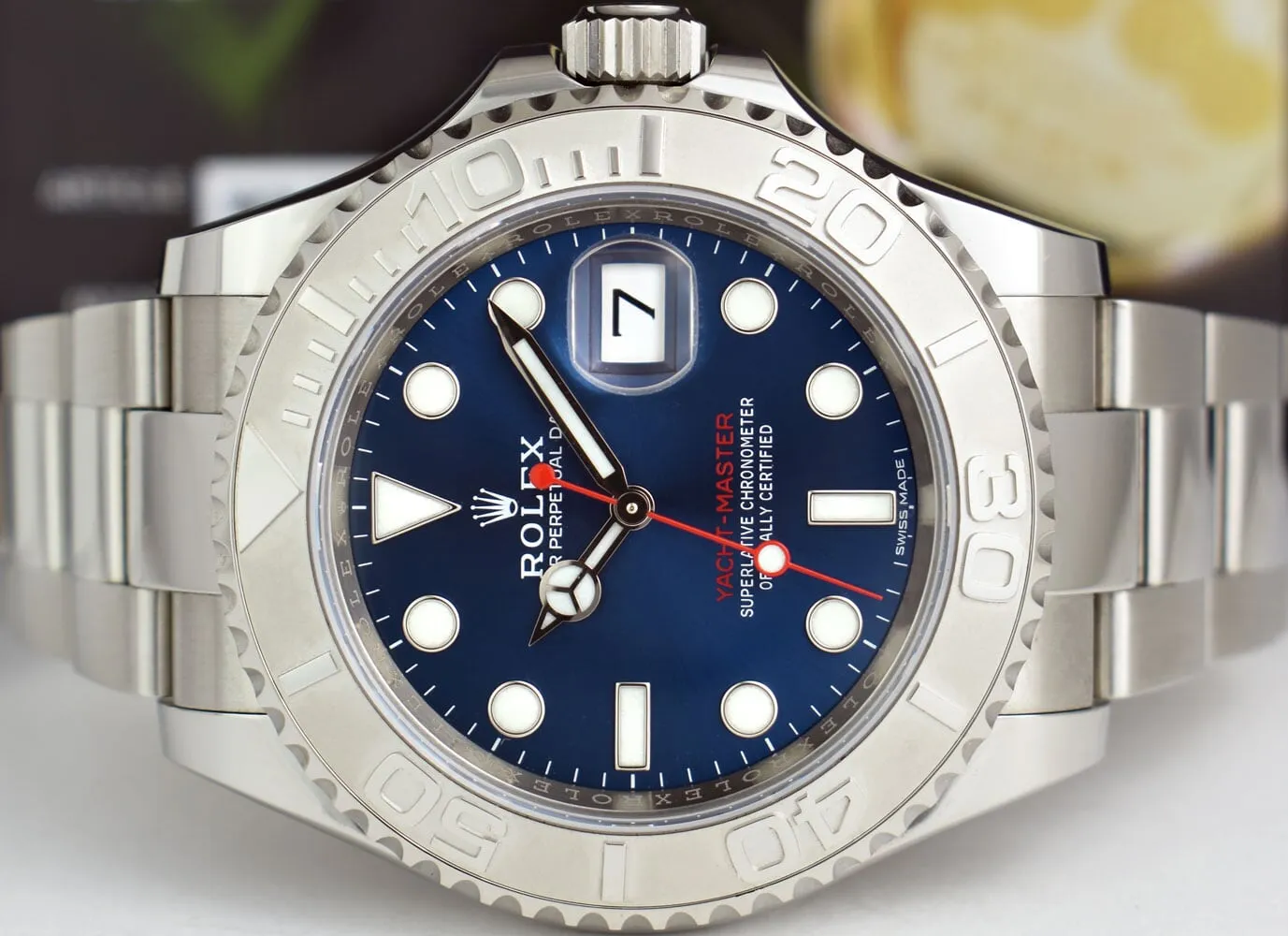 Rolex Platinum & Stainless Steel Yachtmaster Blue Dial Model 116622
