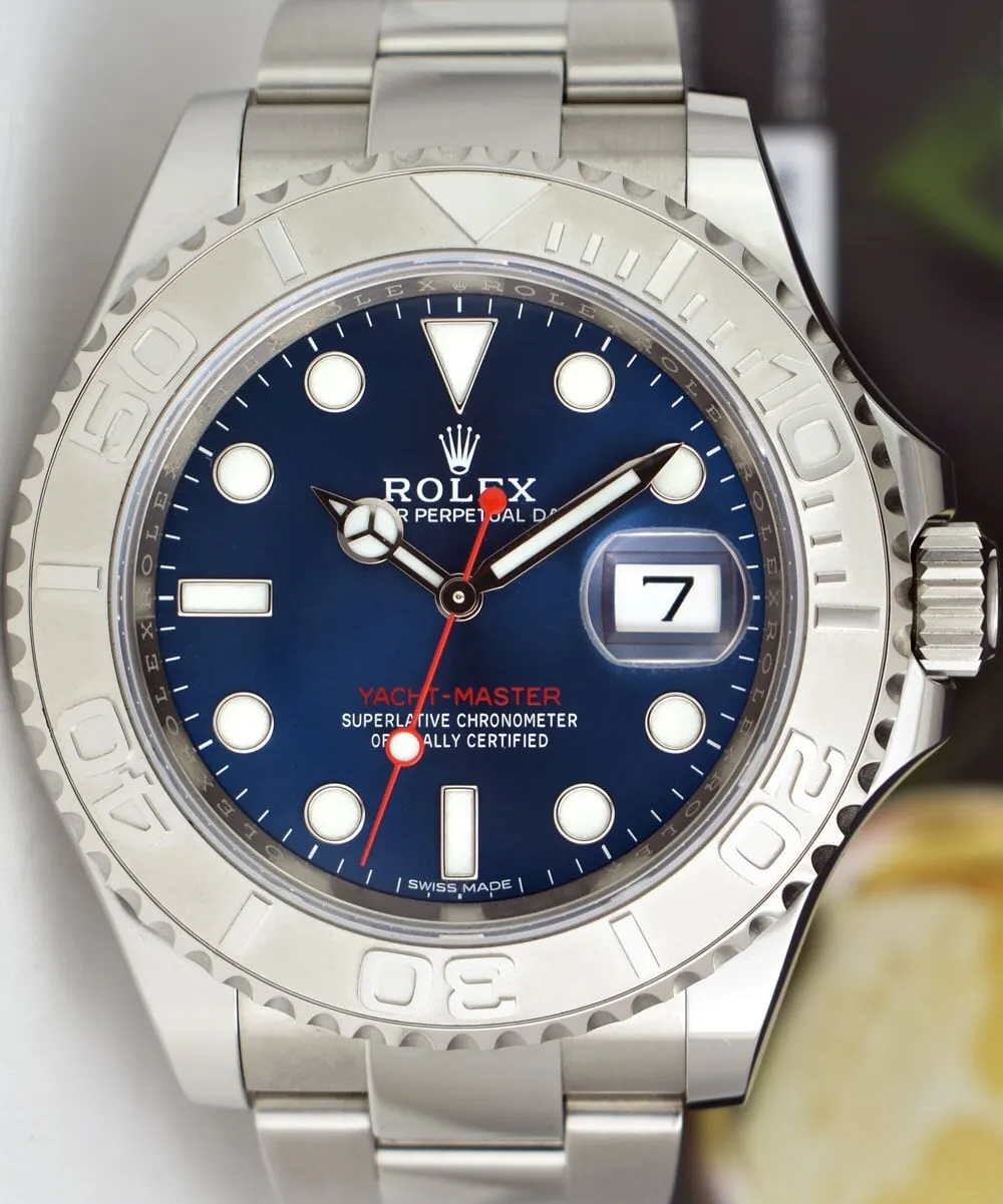 Rolex Platinum & Stainless Steel Yachtmaster Blue Dial Model 116622