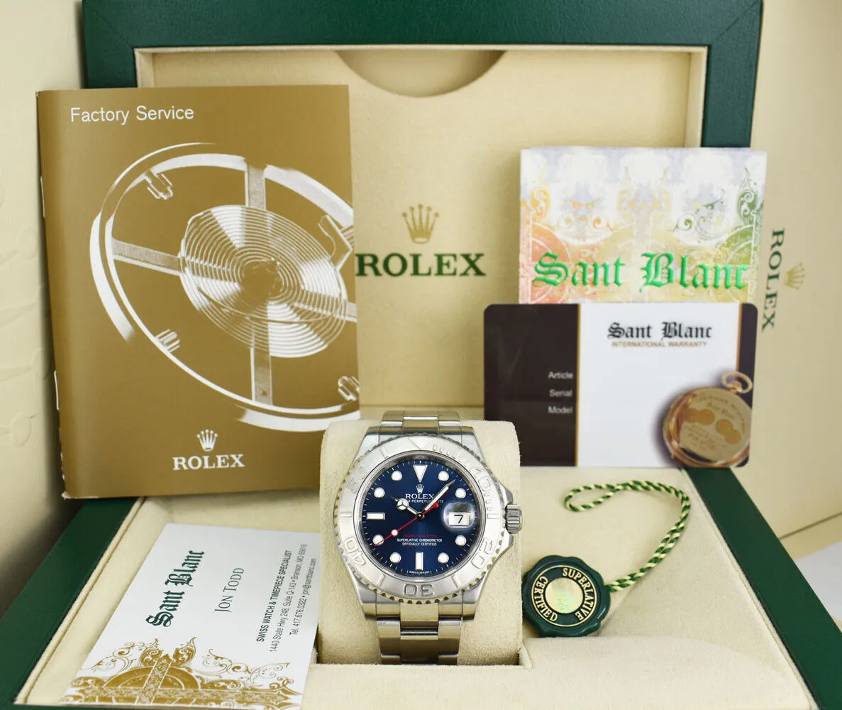 Rolex Platinum & Stainless Steel Yachtmaster Blue Dial Model 116622