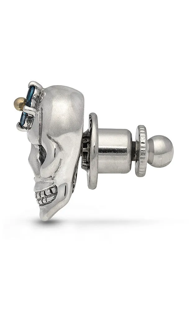 Roses Never Die Skull Scatter Pin – London Blue Topaz