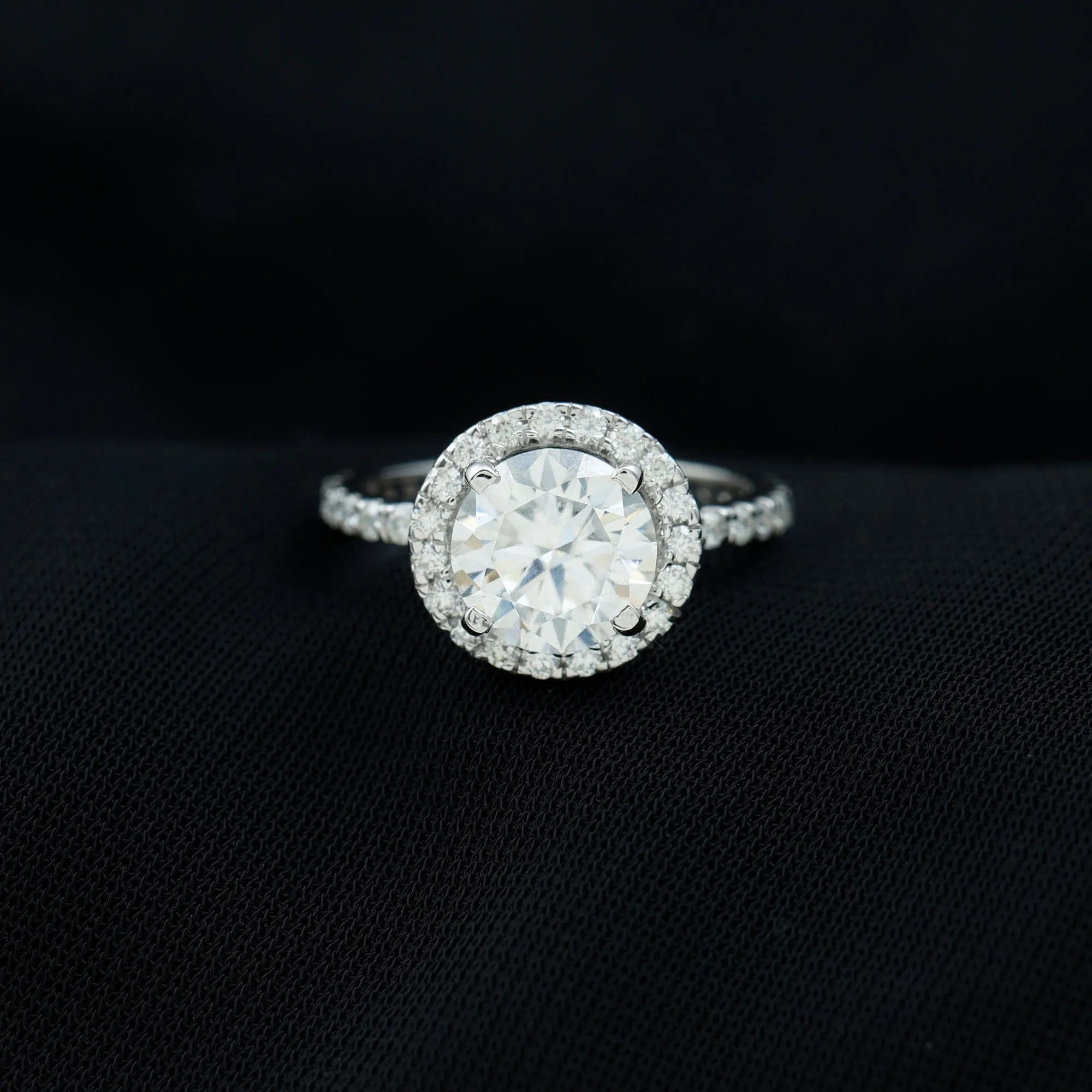 Round Moissanite Classic Halo Engagement Ring in Gold