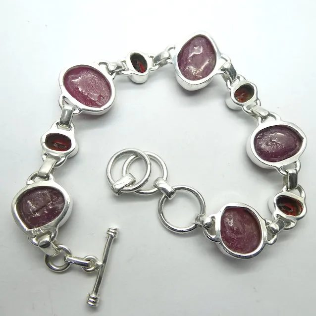 Ruby Bracelet, Gemmy Raw Nuggets & Faceted Garnets, 925 Silver,