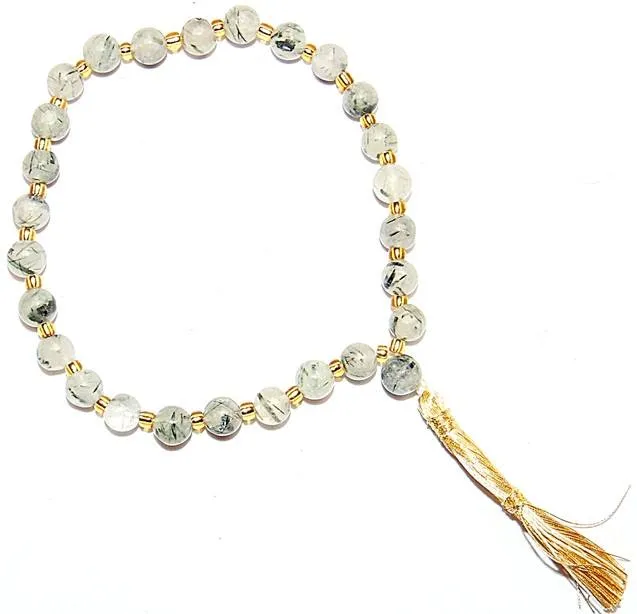 Rutile quartz Wrist mala of 27 1 beads