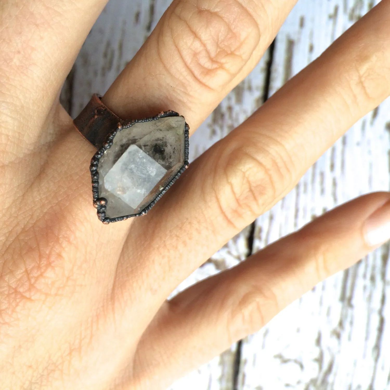 SALE Large  ring | Herkimer diamond ring