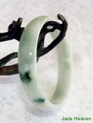 Sale-"Keep Calm and Carry On" Small Old Mine Lao Pit Jadeite Jade Bangle 52mm (JHBB574)