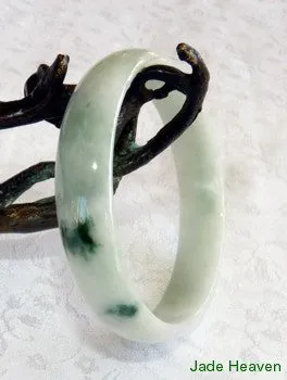 Sale-"Keep Calm and Carry On" Small Old Mine Lao Pit Jadeite Jade Bangle 52mm (JHBB574)
