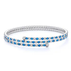 Sapphire and White Crystal Bangle