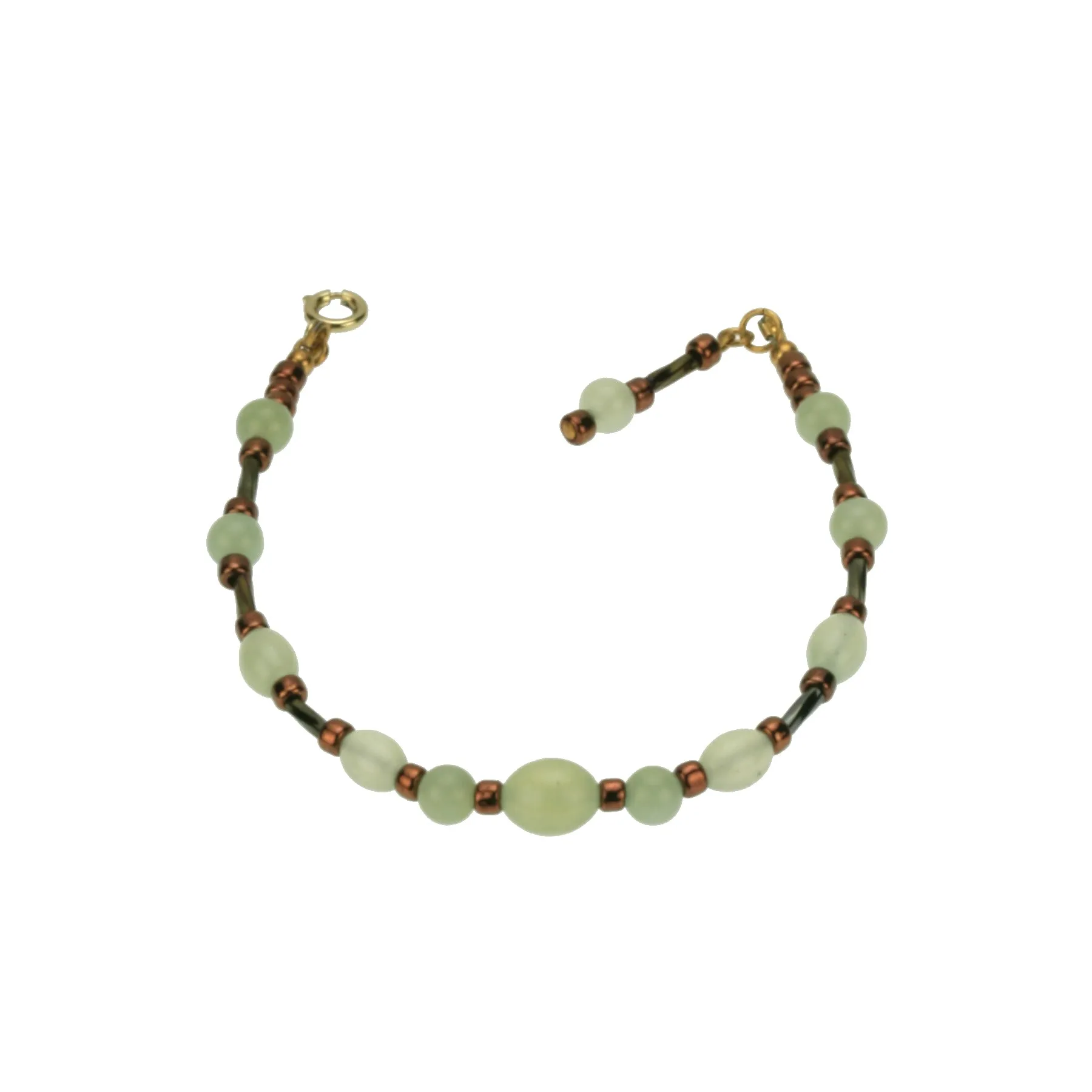 Seagreen New Jade, Twisted Gold and Bronze Gold Bracelet