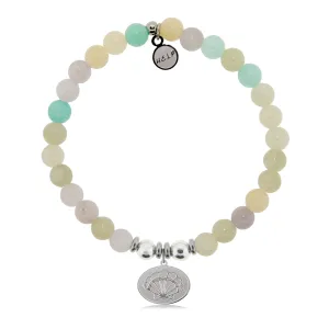 Seashell Charm with Green Yellow Jade Charity Bracelet