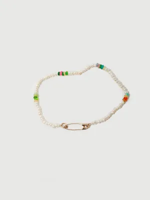 Seed Pearl & Opal Safety Pin Bracelet