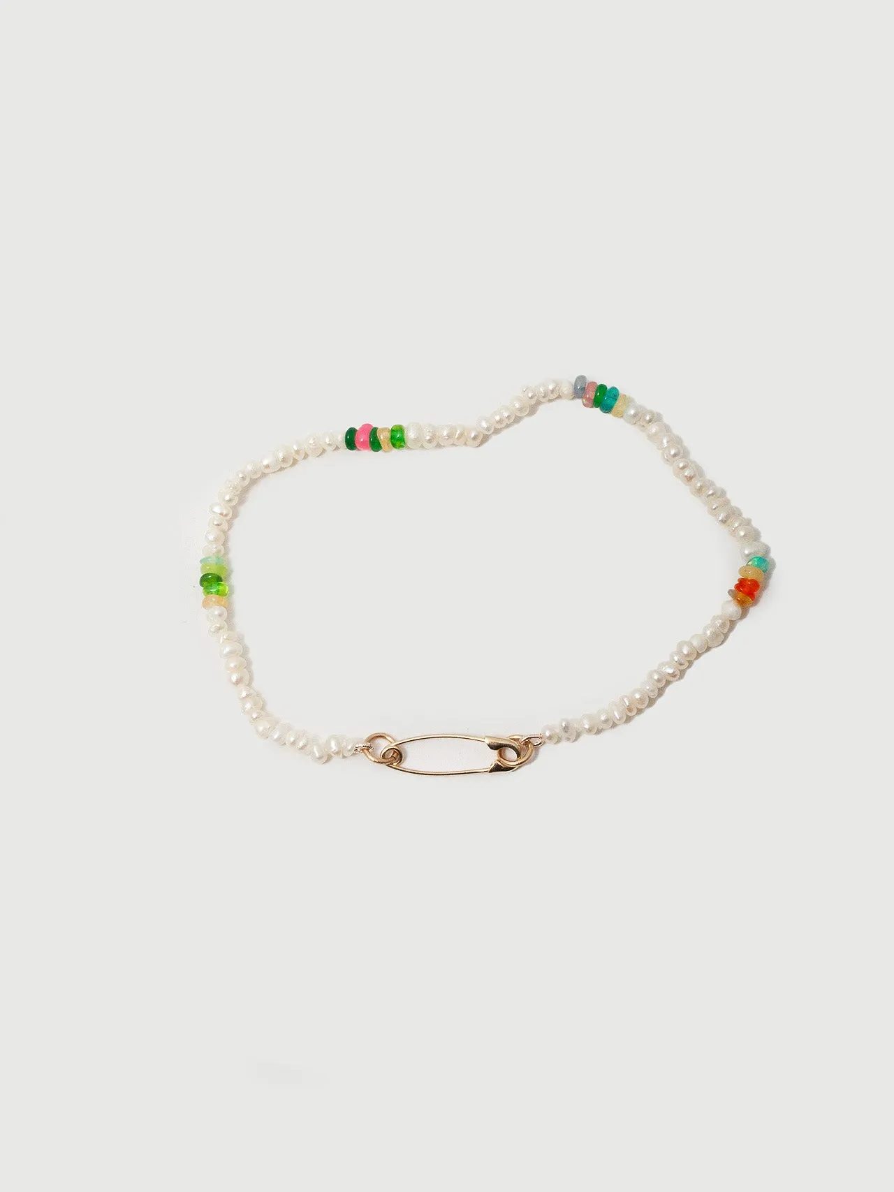 Seed Pearl & Opal Safety Pin Bracelet