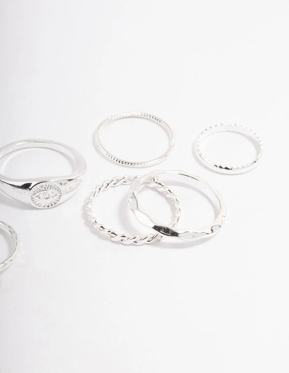 Silver Evil Eye Signet Ring Pack