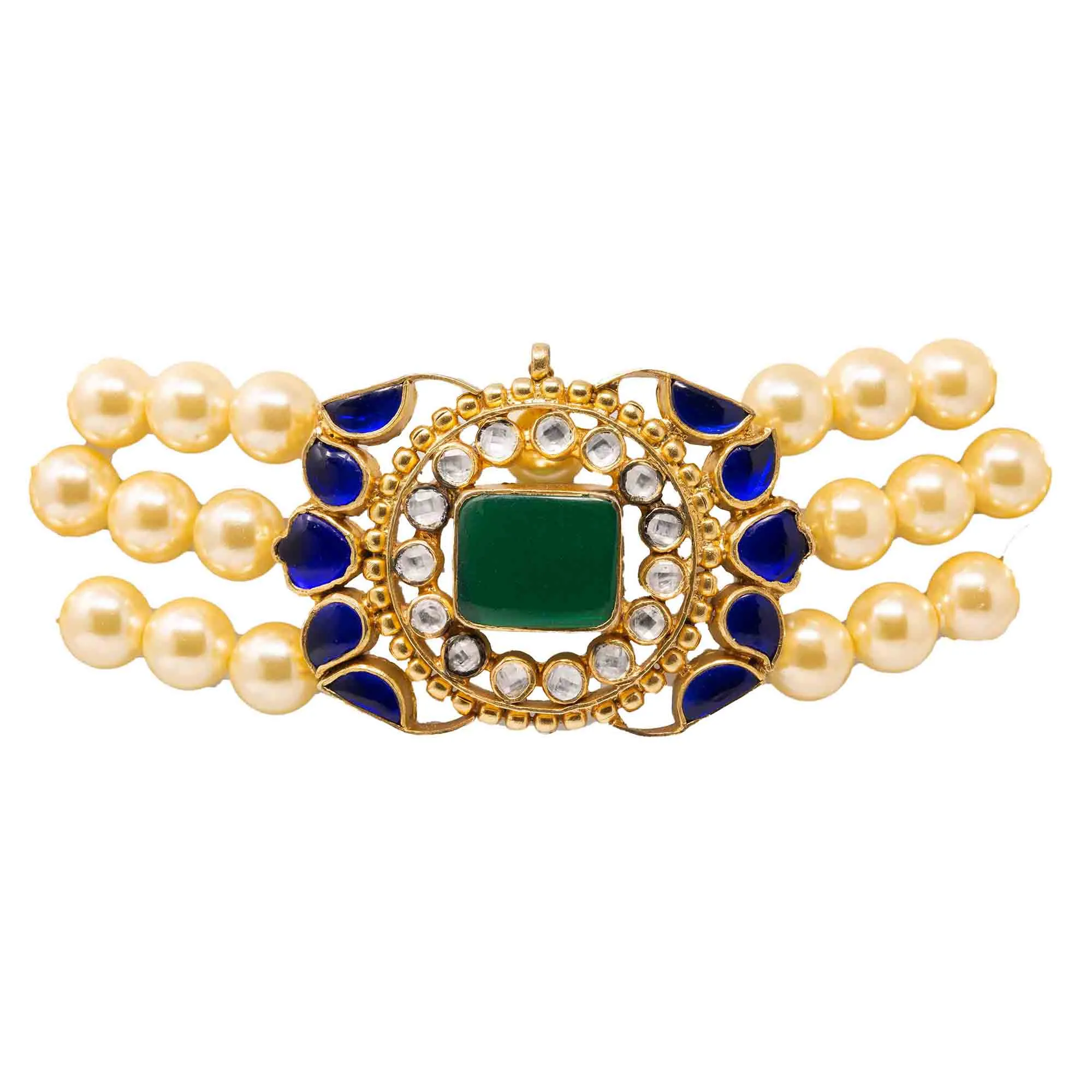 Silver Gold Plated Blue Centre Pearl Choker