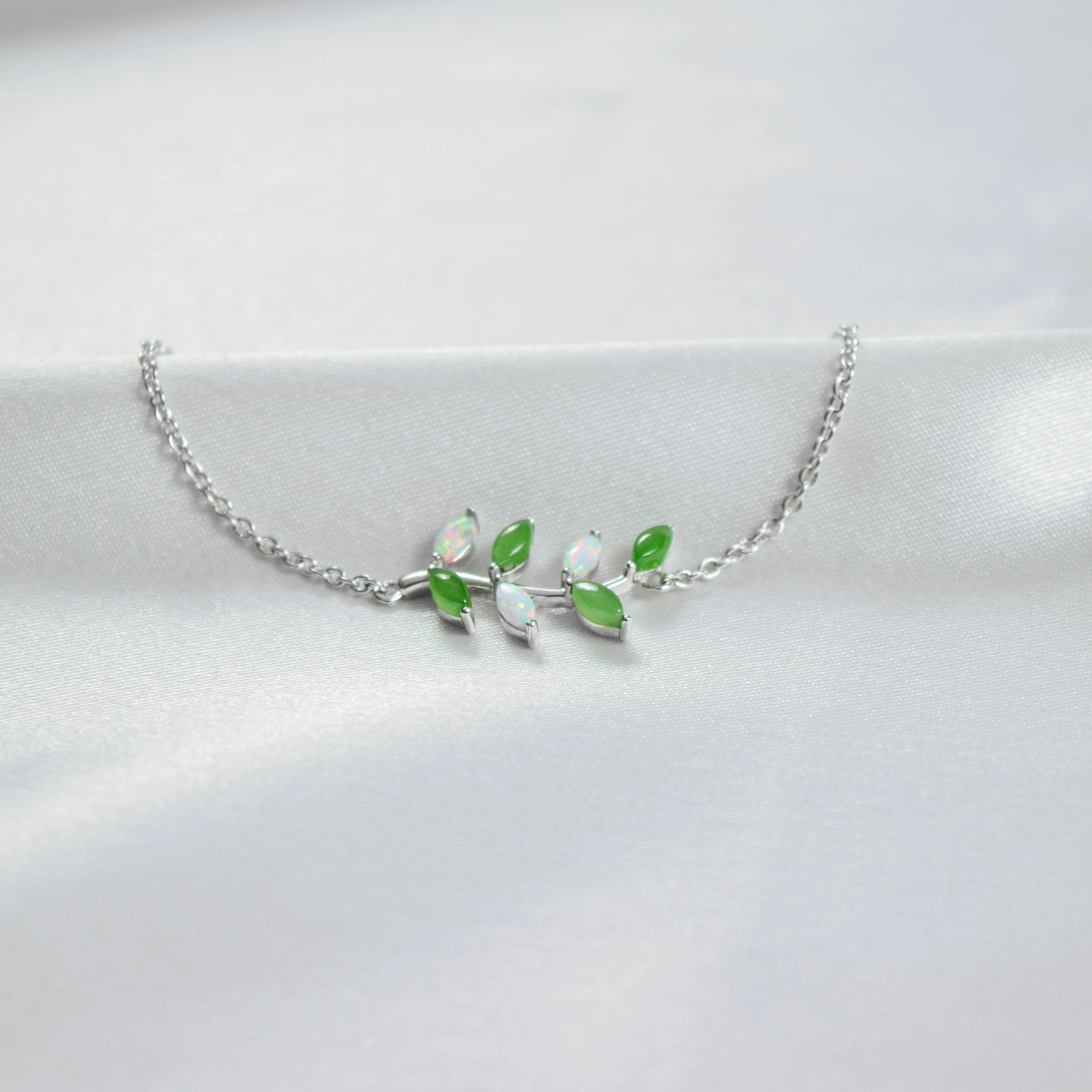 Silver Jade Blossom Bracelet - Arcadia