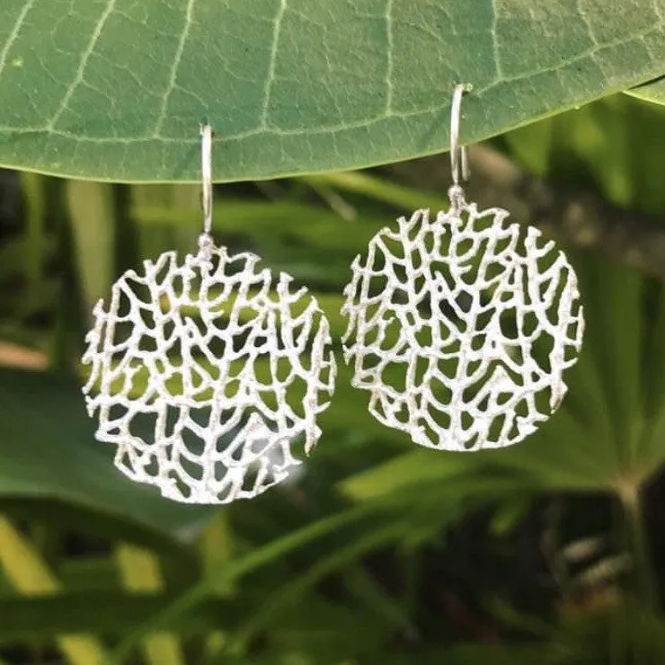 Small Coral Disc Earrings