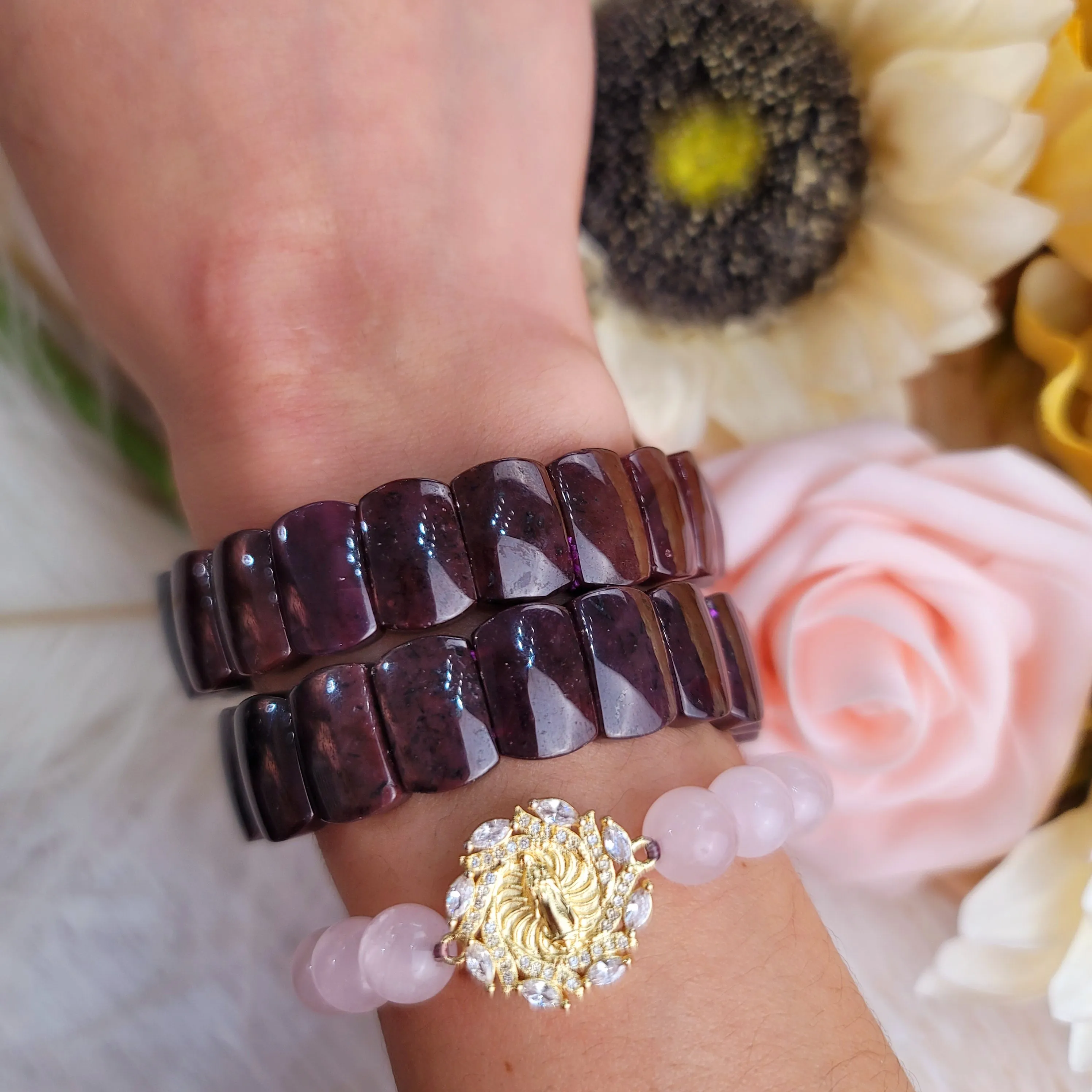Star Garnet Bracelet Bangle for Grounding, Health and Strength