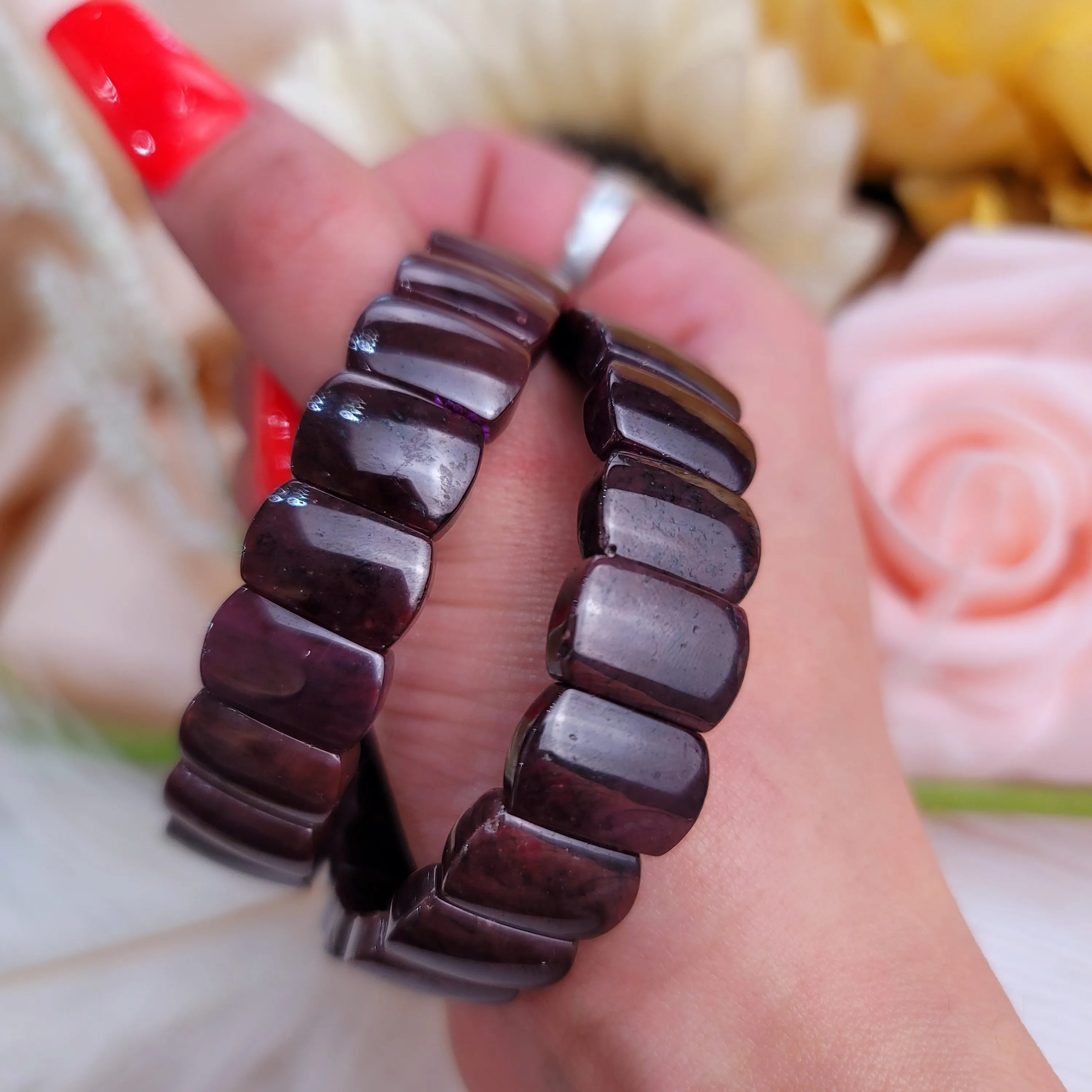 Star Garnet Bracelet Bangle for Grounding, Health and Strength