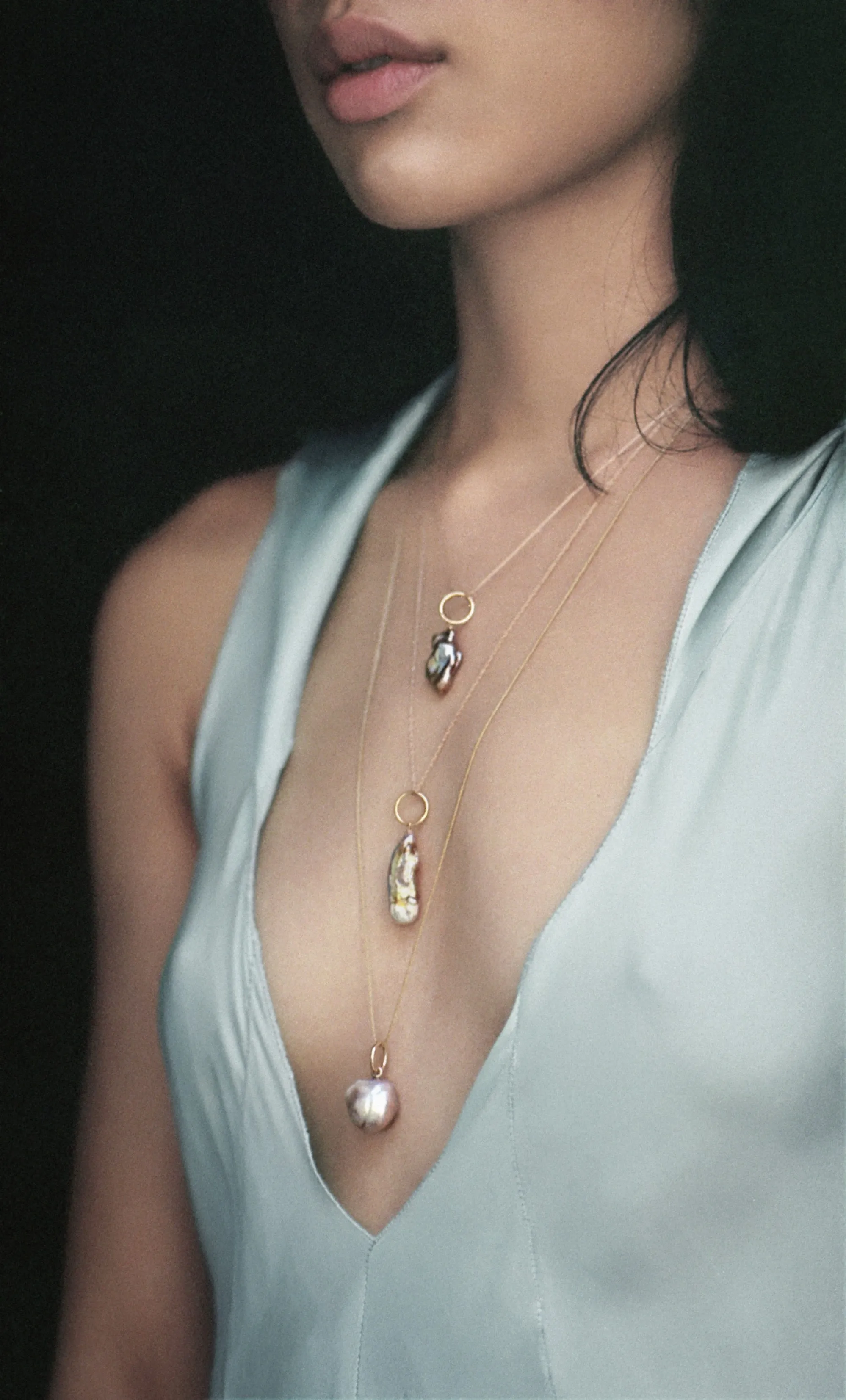 Stellar Necklace with Baroque Pearl on Nylon String