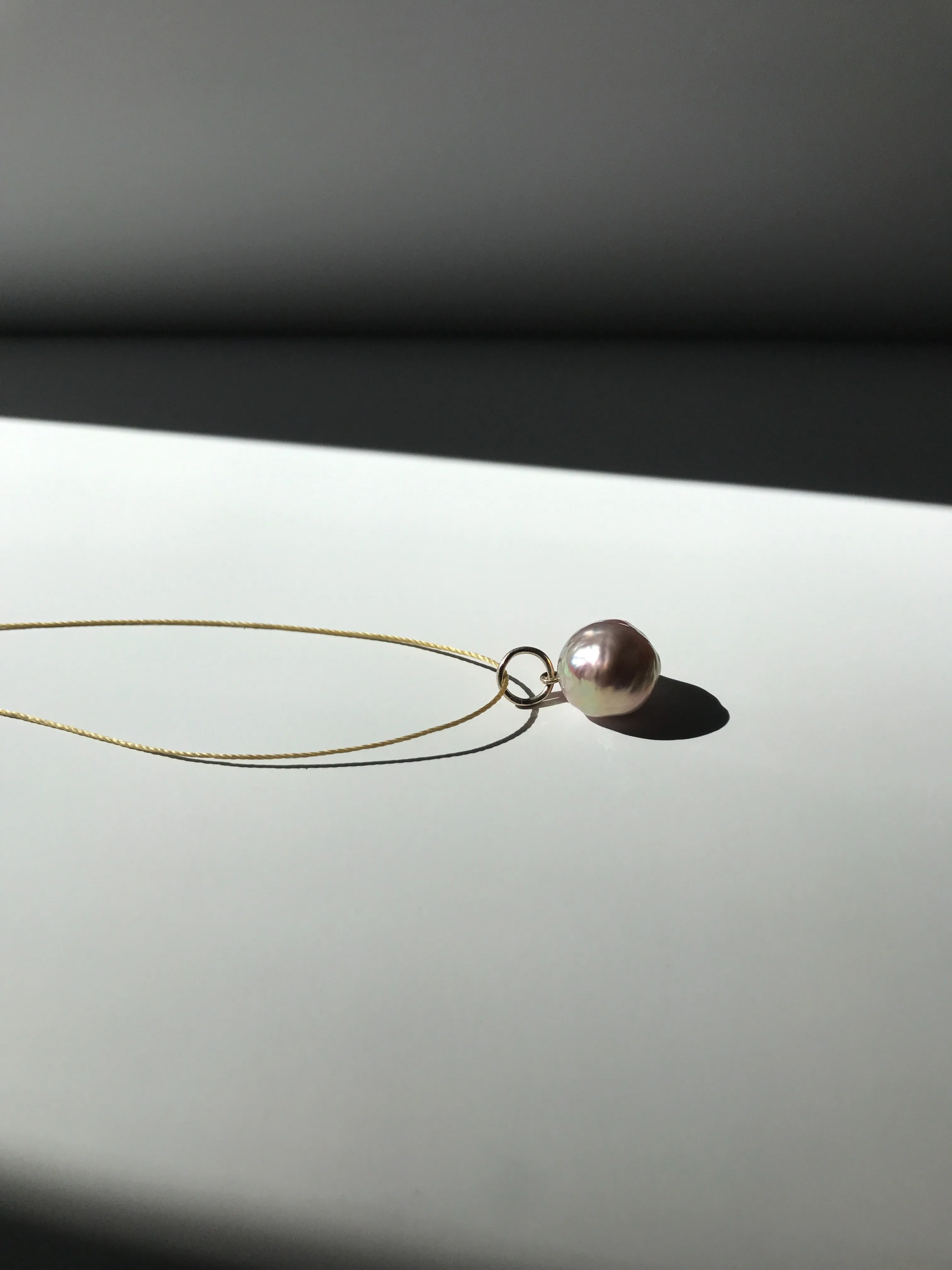 Stellar Necklace with Baroque Pearl on Nylon String