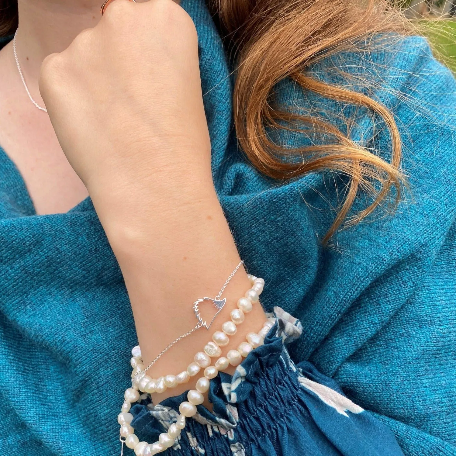 Sterling Silver Hedgehog Silhouette Bracelet