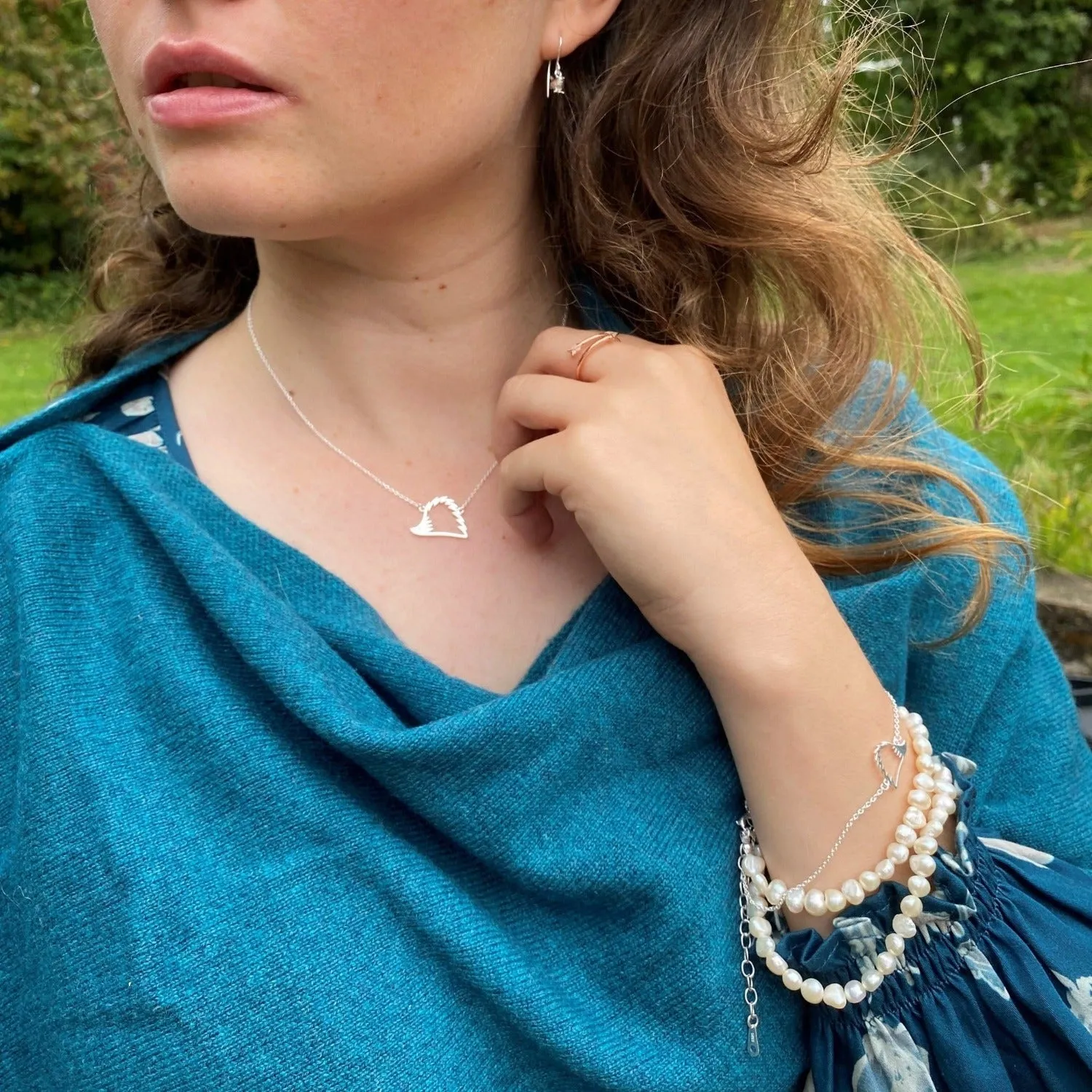 Sterling Silver Hedgehog Silhouette Necklace