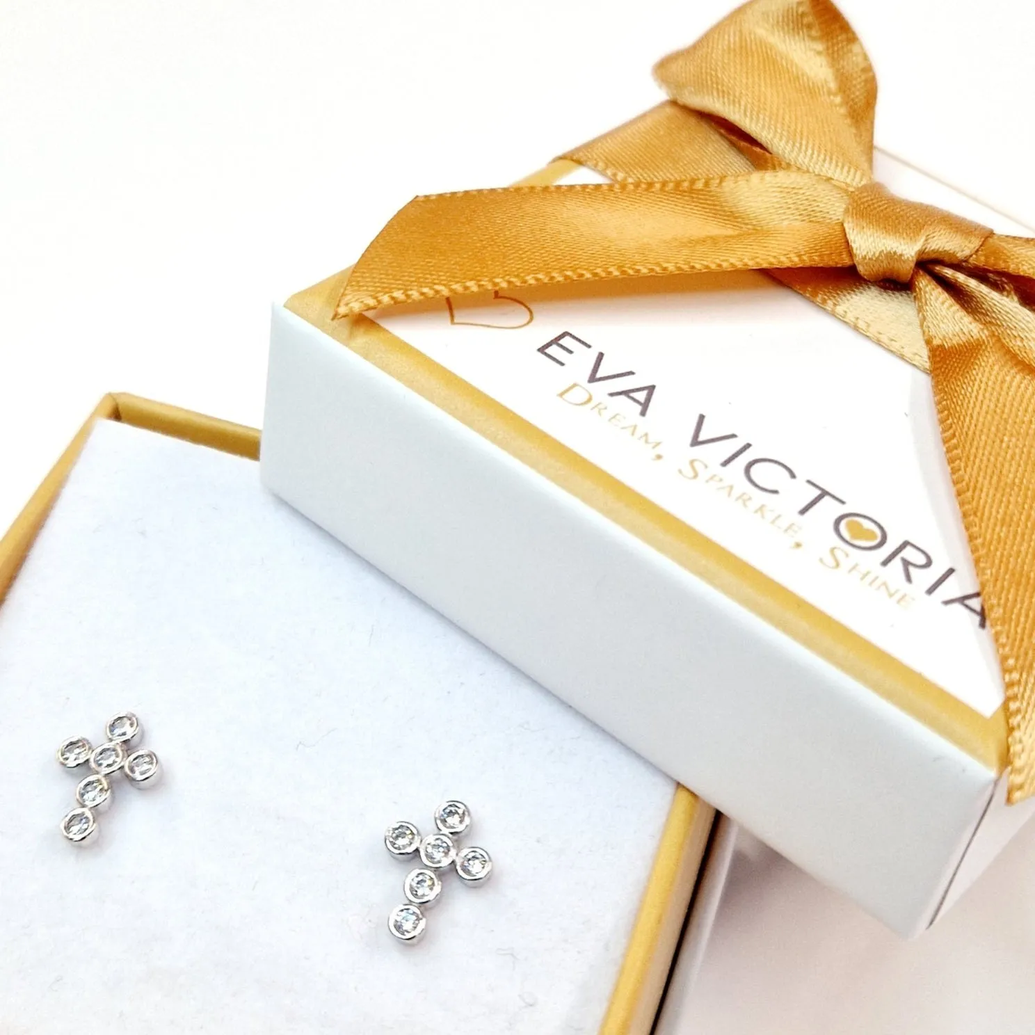 Sterling Silver Rounded Cross Stud Earrings