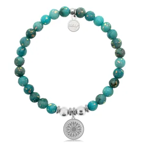 Sunflower Charm with Blue Opal Jade Charity Bracelet