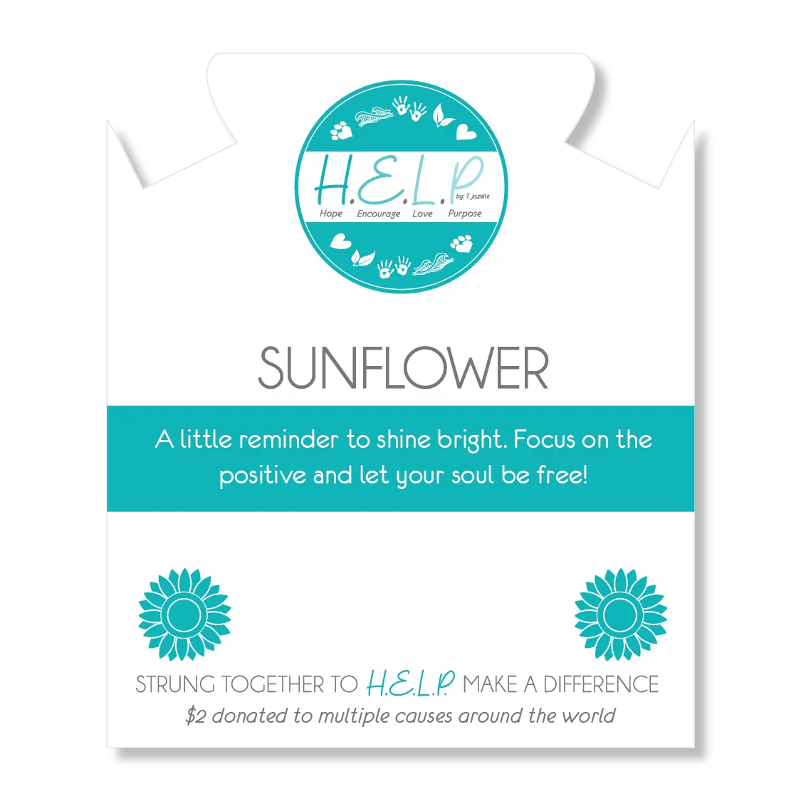 Sunflower Charm with Blue Opal Jade Charity Bracelet