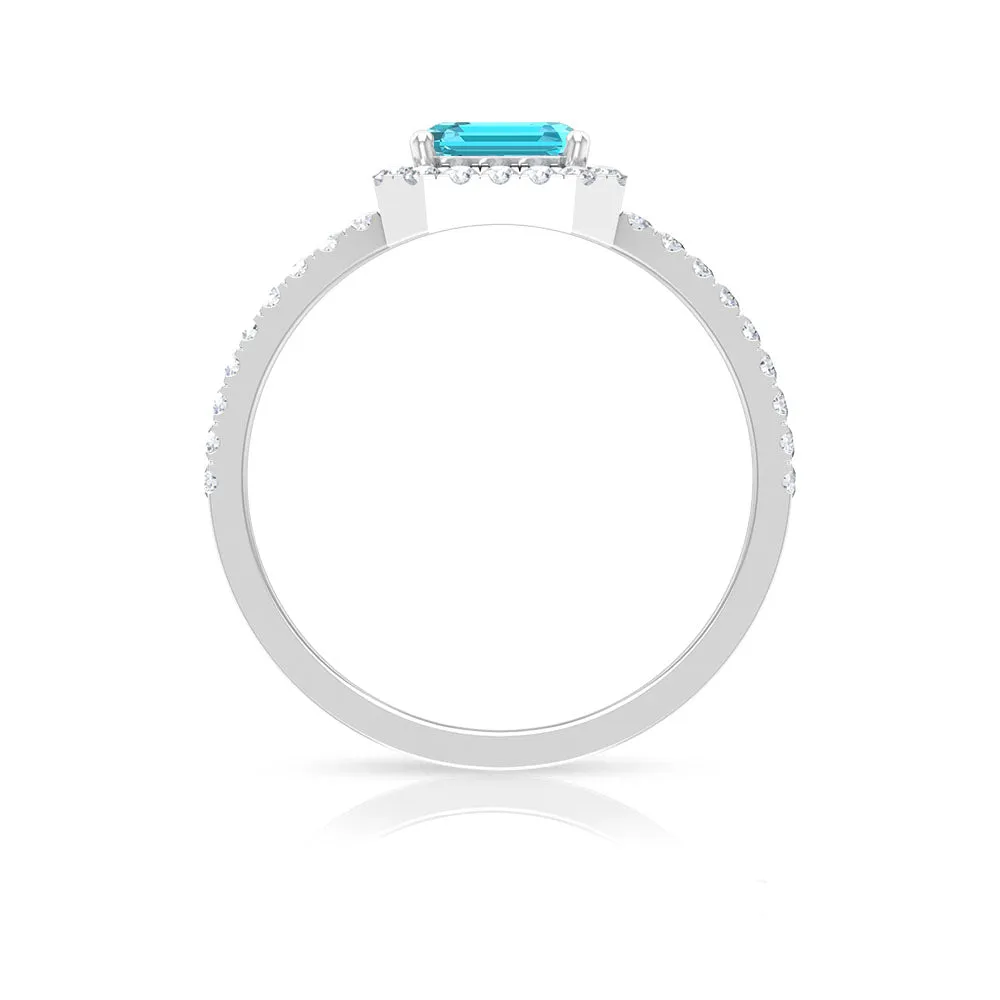 Swiss Blue Topaz and Diamond Accent Engagement Ring
