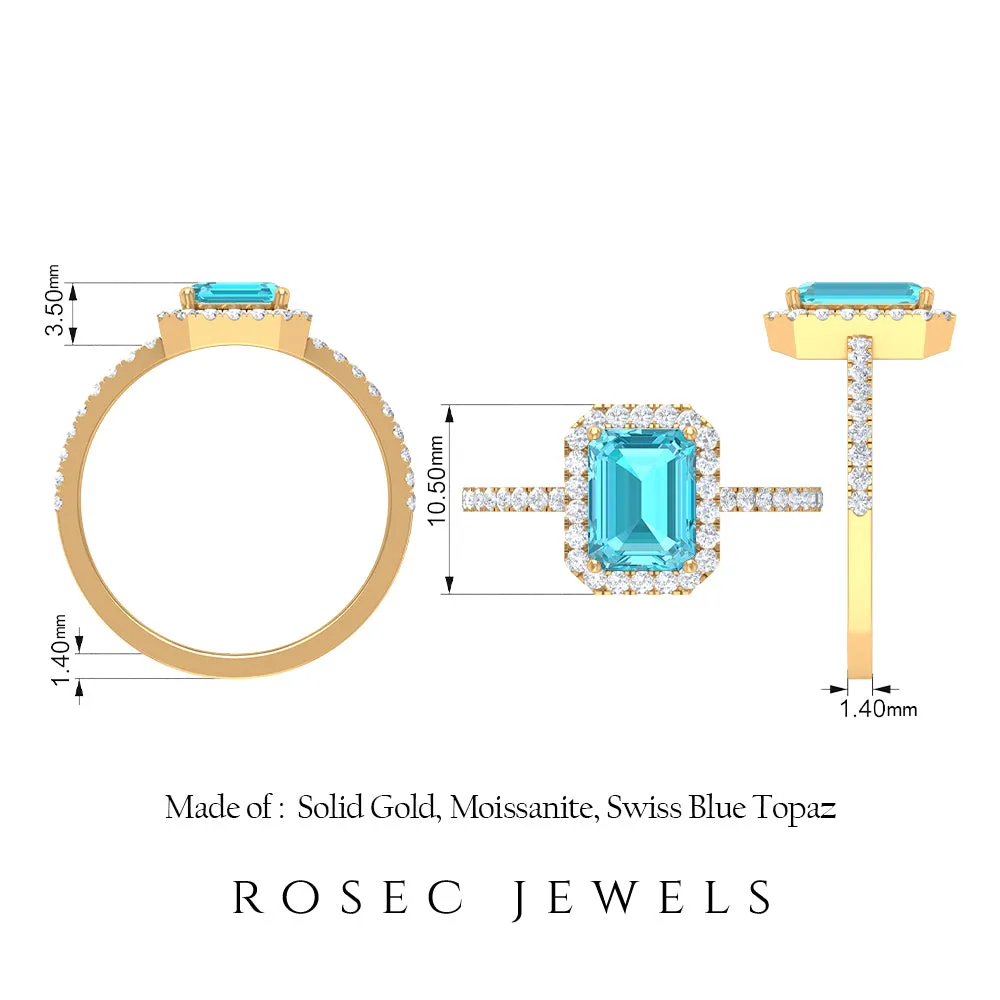 Swiss Blue Topaz and Diamond Accent Engagement Ring