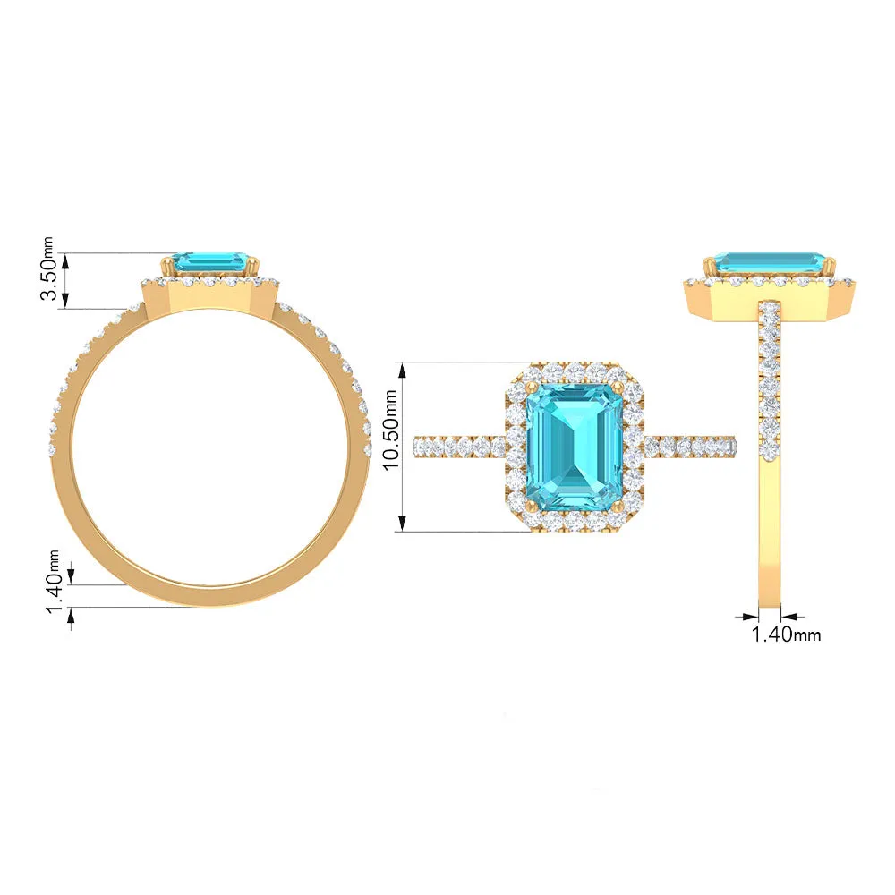 Swiss Blue Topaz and Diamond Accent Engagement Ring