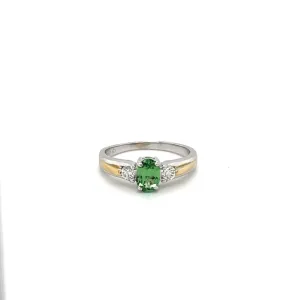 Tsavorite Garnet and Diamond Platinum Ring at Regard Jewelry in Austin, Texas