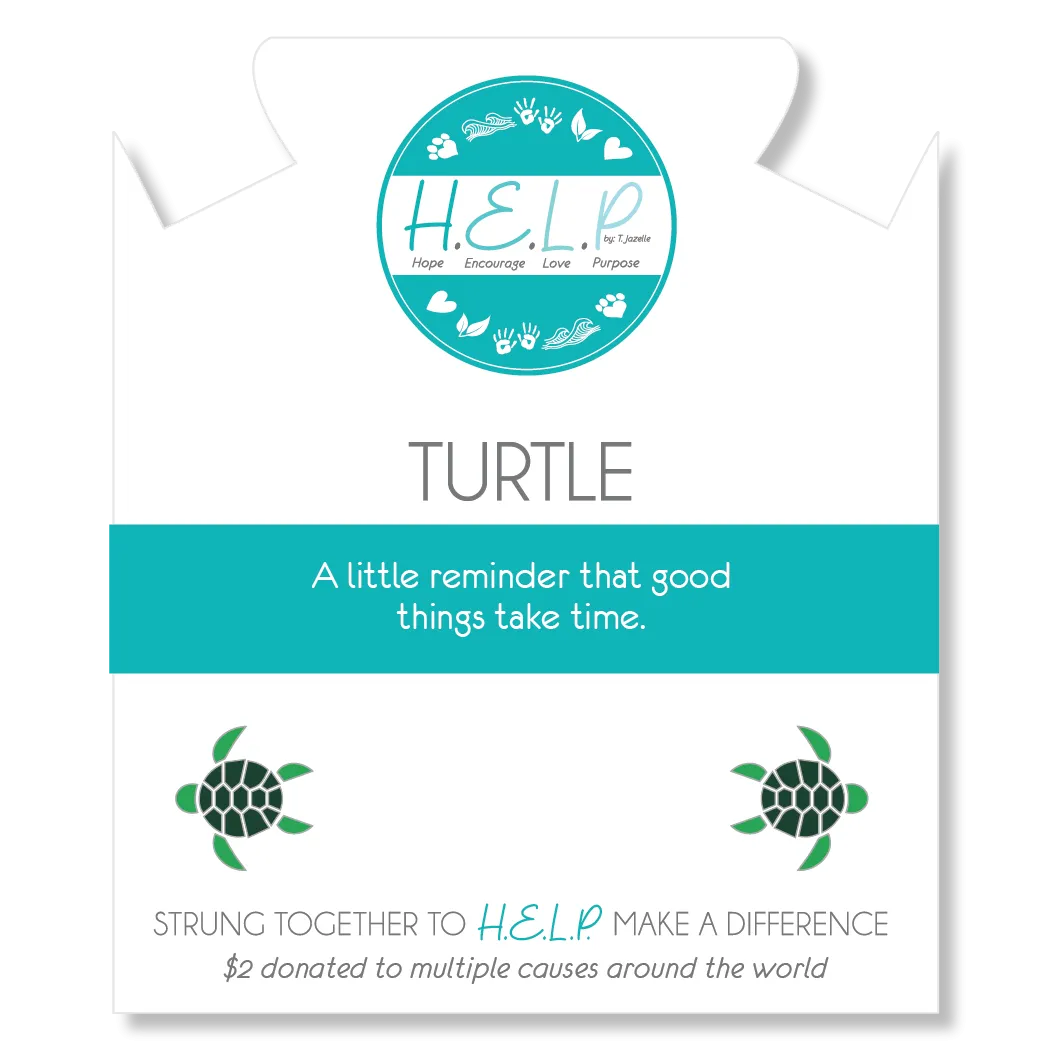 Turtle Enamel Charm with Lemonade Jade Charity Bracelet