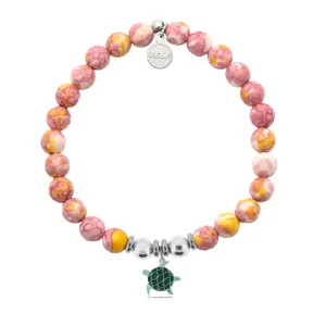 Turtle Enamel Charm with Lemonade Jade Charity Bracelet