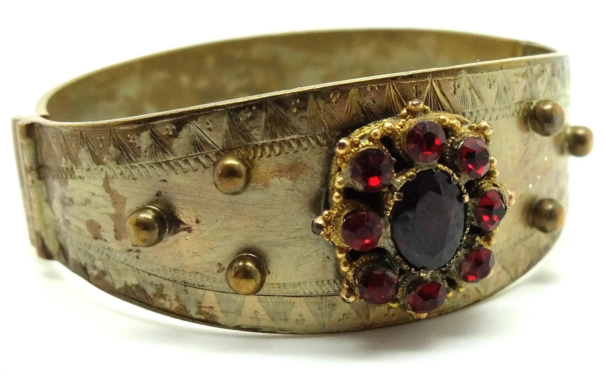 Victorian Paste Brass Cuff Bracelet