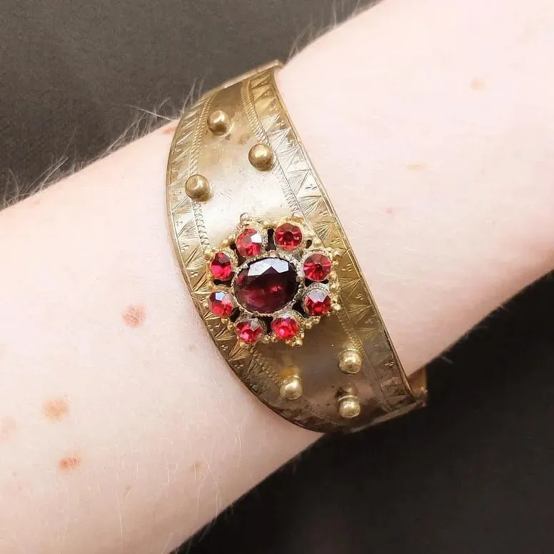Victorian Paste Brass Cuff Bracelet