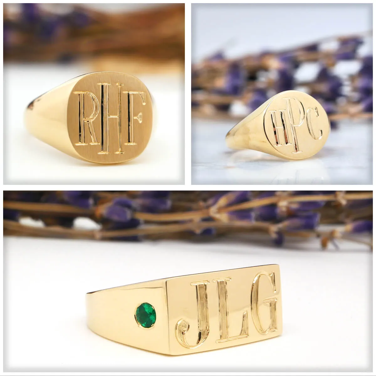 Women's Round Signet Ring - Extra Small - Hand Engraved Roman Monogram