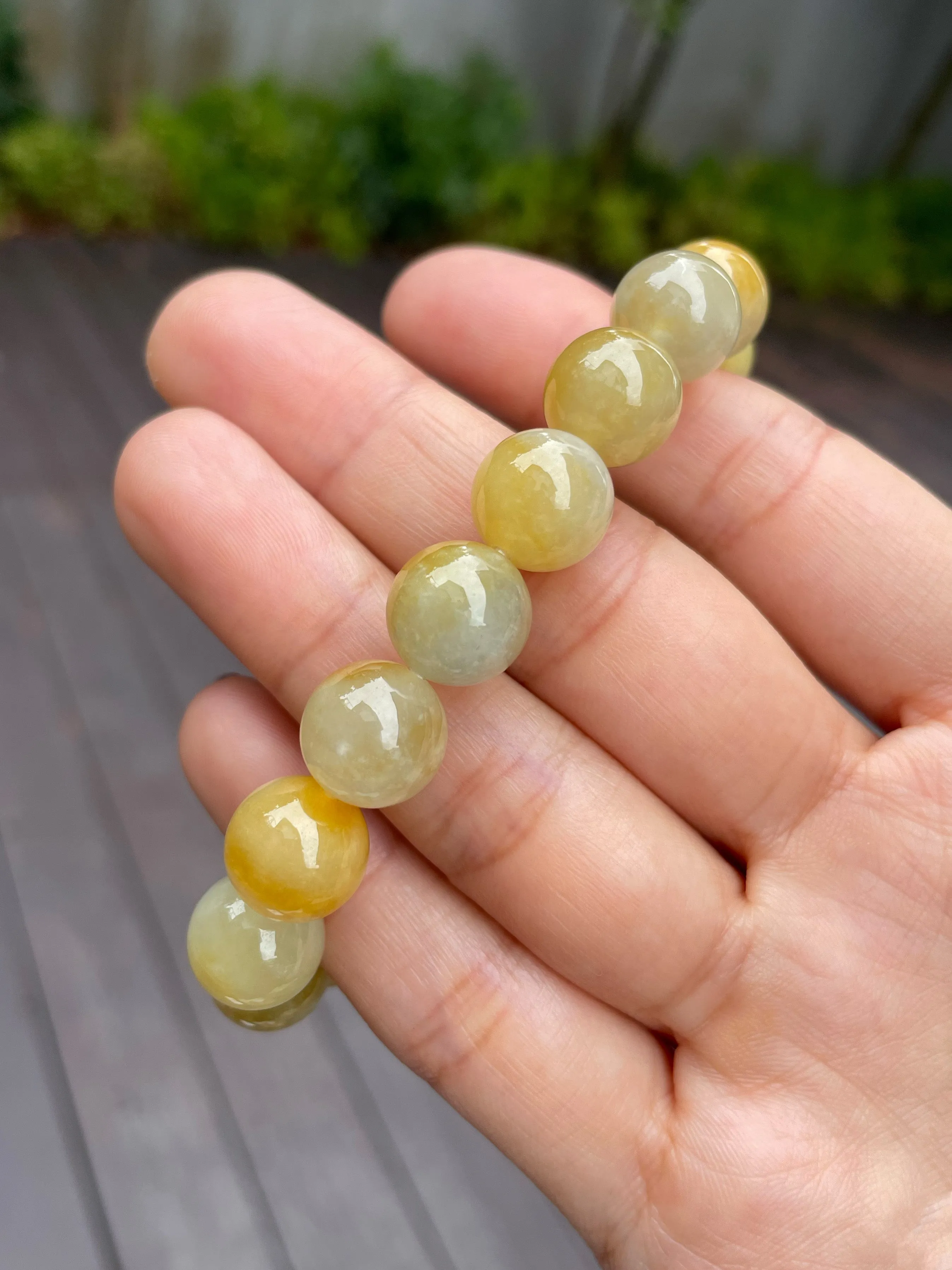 Yellow Jade Bracelet - Round Beads (NJBA077)
