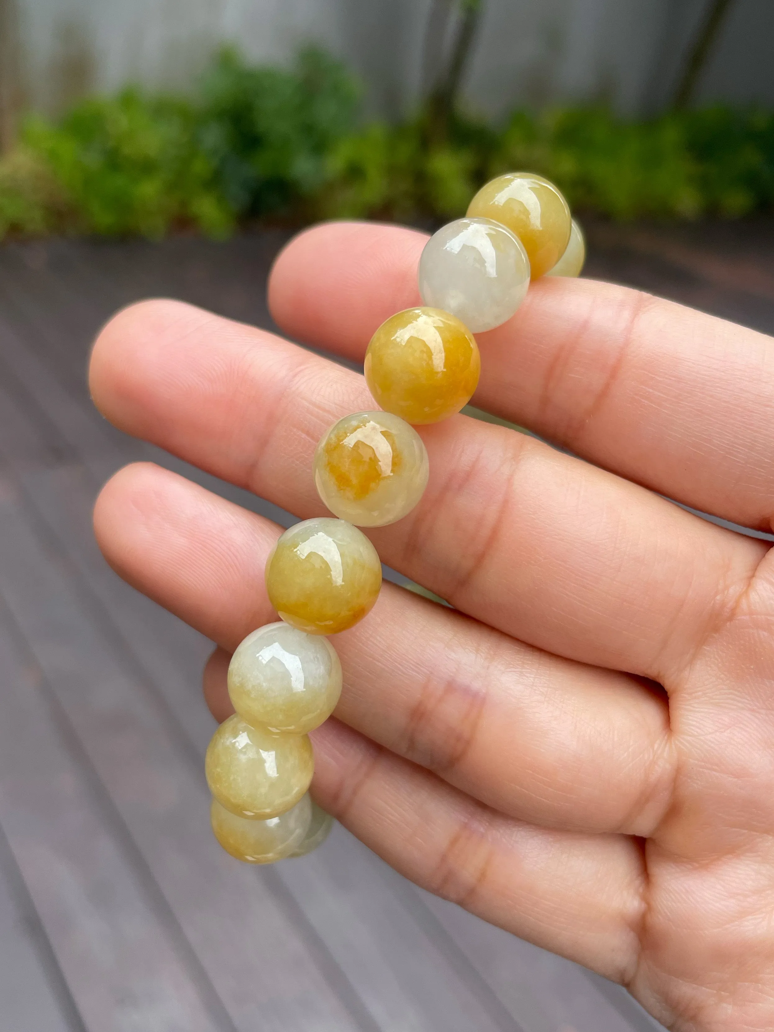 Yellow Jade Bracelet - Round Beads (NJBA077)